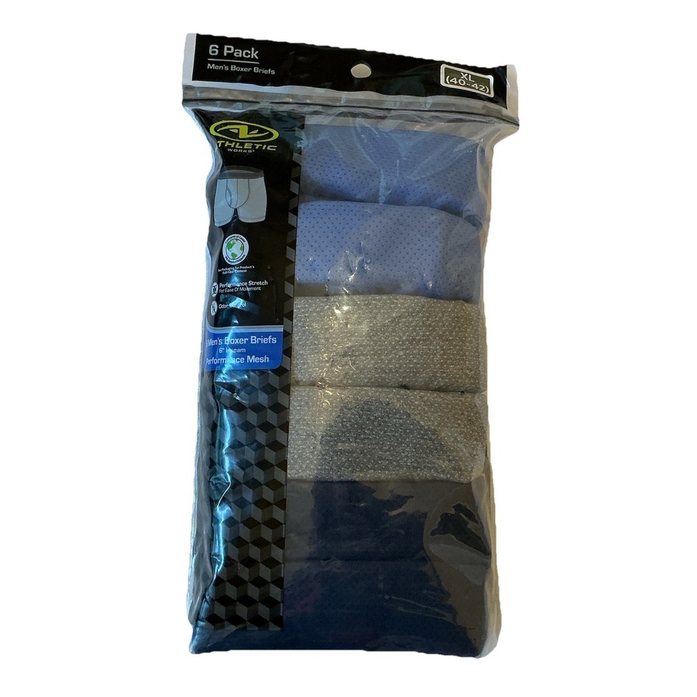 Athletic Works Stretch Performance Boxer Briefs 6 Pk - 6" Inseam - Size XL 40 42